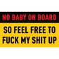No Baby on Board 3x5 Sticker