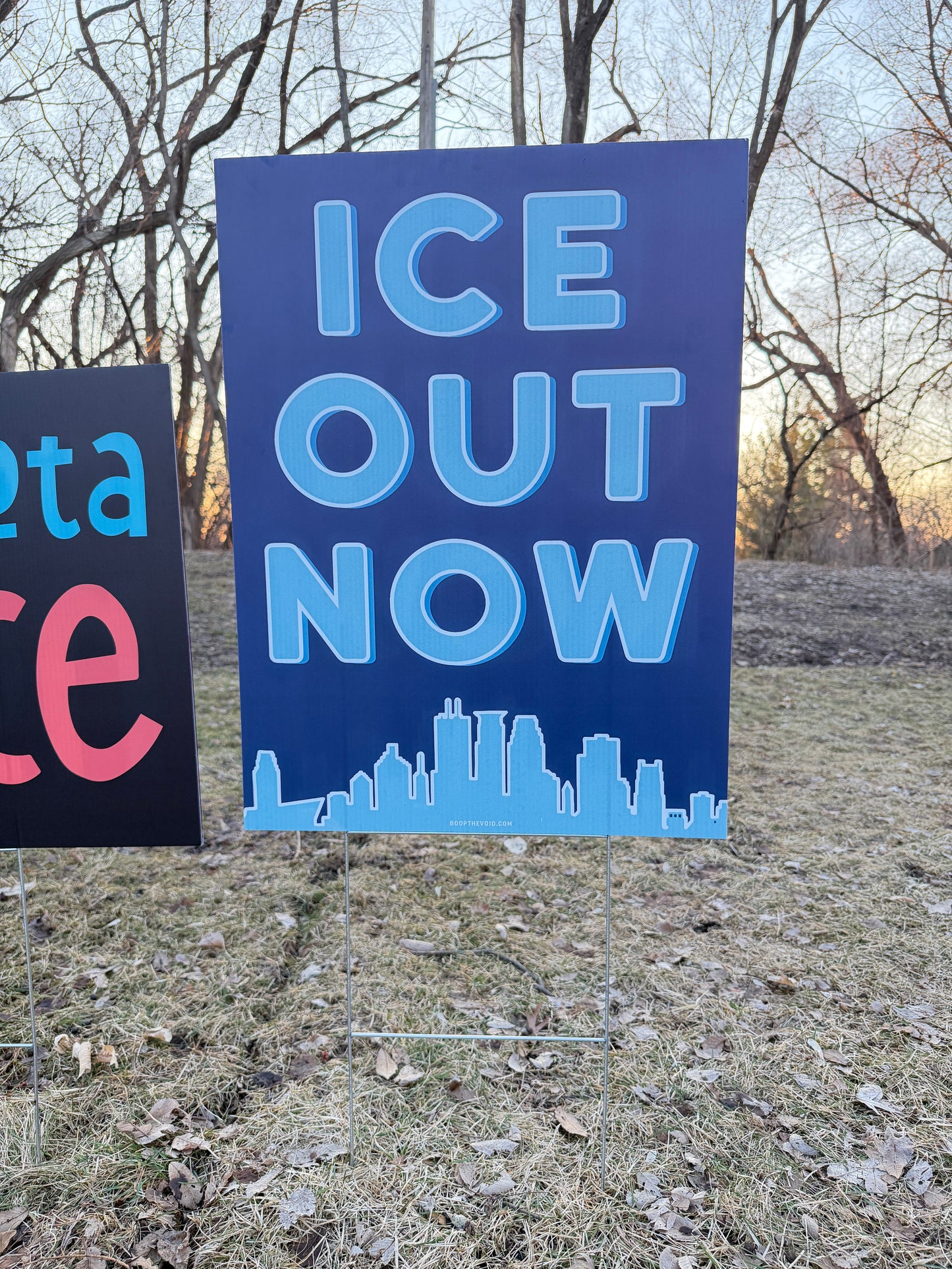 Ice Out Now Sign
