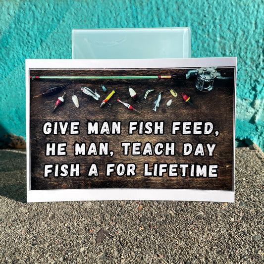 Give man fish (3x5 sticker)